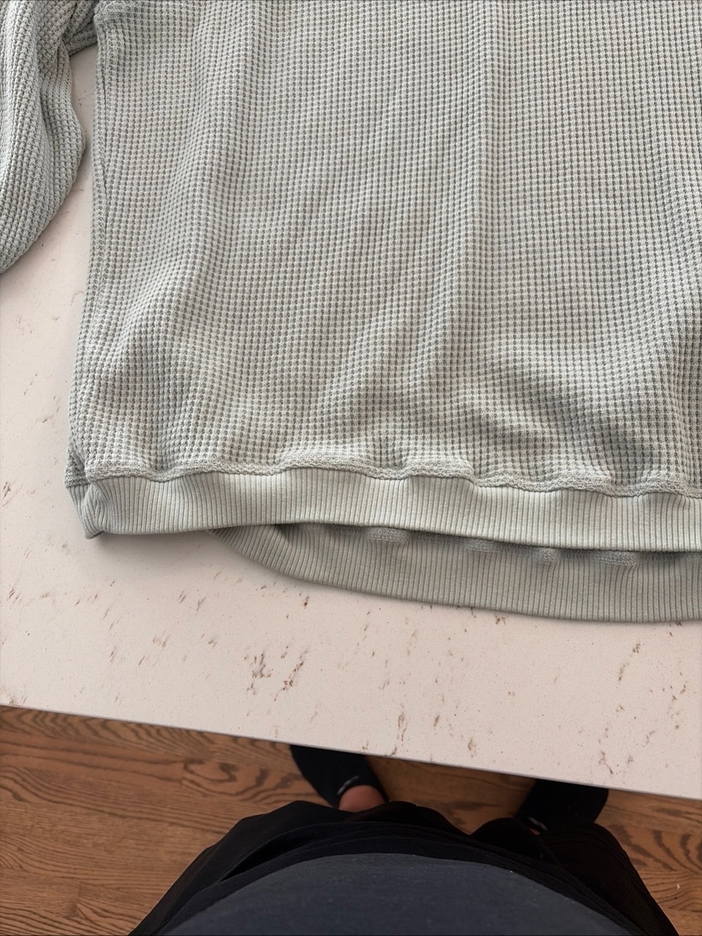 aerie Light Gray Waffle Crewneck Sweatshirt - Picture 8 of 8